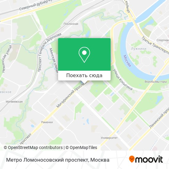 Карта Метро Ломоносовский проспект