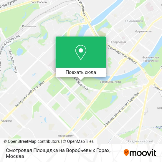 Карта Смотровая Площадка на Воробьёвых Горах