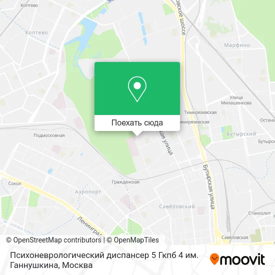 Карта Психоневрологический диспансер 5 Гкпб 4 им. Ганнушкина