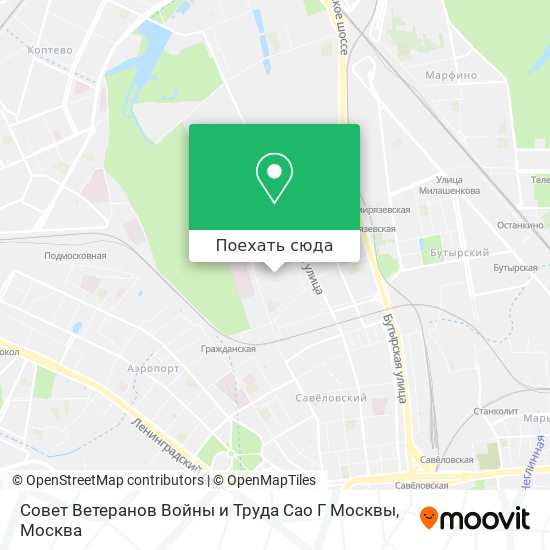 Карта Совет Ветеранов Войны и Труда Сао Г Москвы
