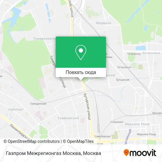 Карта Газпром Межрегионгаз Москва