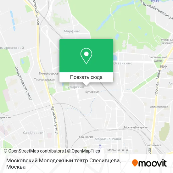 Карта Московский Молодежный театр Спесивцева