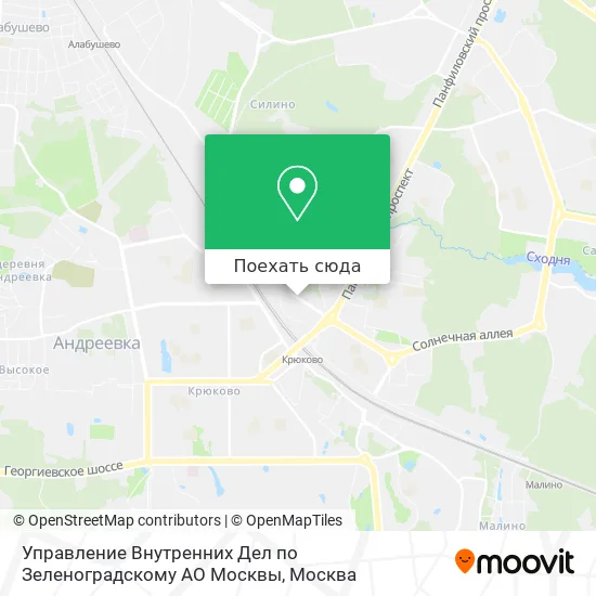 Карта Управление Внутренних Дел по Зеленоградскому АО Москвы