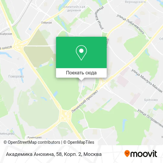 Карта Академика Анохина, 58, Корп. 2