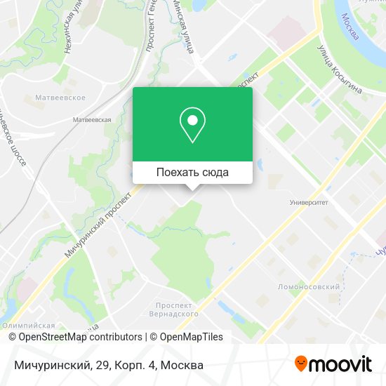 Карта Мичуринский, 29, Корп. 4