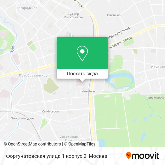 Карта Фортунатовская улица 1 корпус 2