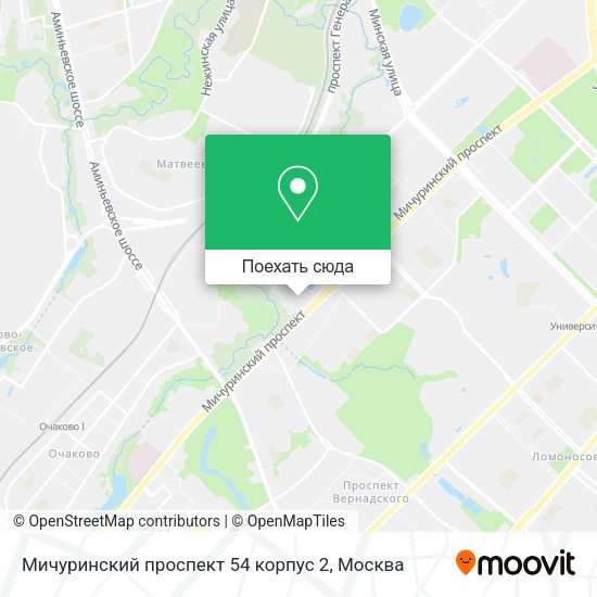 Карта Мичуринский проспект 54 корпус 2