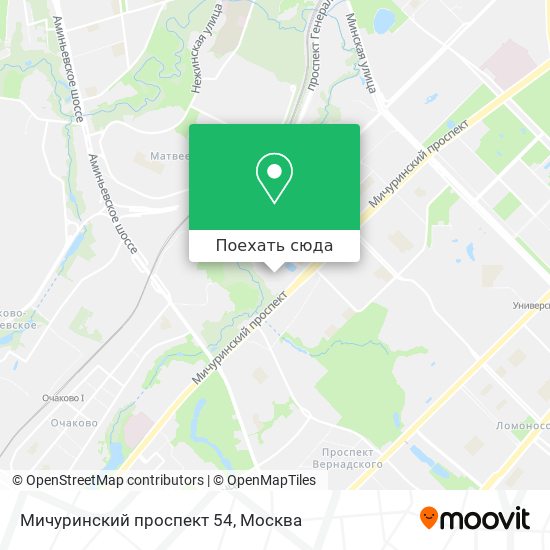 Карта Мичуринский проспект 54