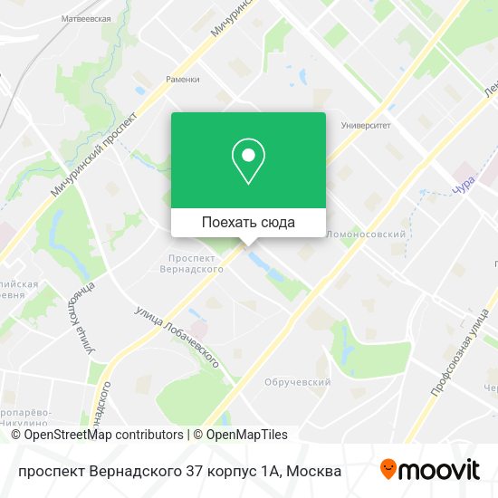 Карта проспект Вернадского 37 корпус 1А