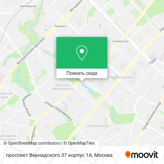 Карта проспект Вернадского 37 корпус 1А
