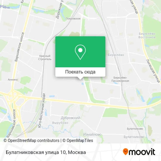 Карта Булатниковская улица 10