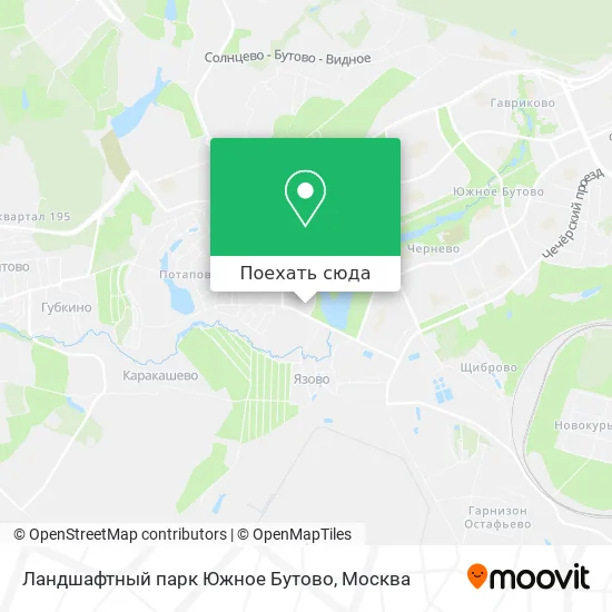 Карта Ландшафтный парк Южное Бутово