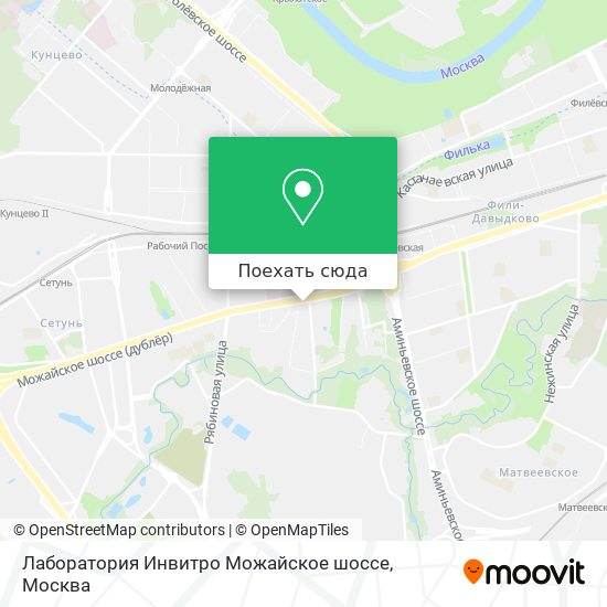 Карта Лаборатория Инвитро Можайское шоссе