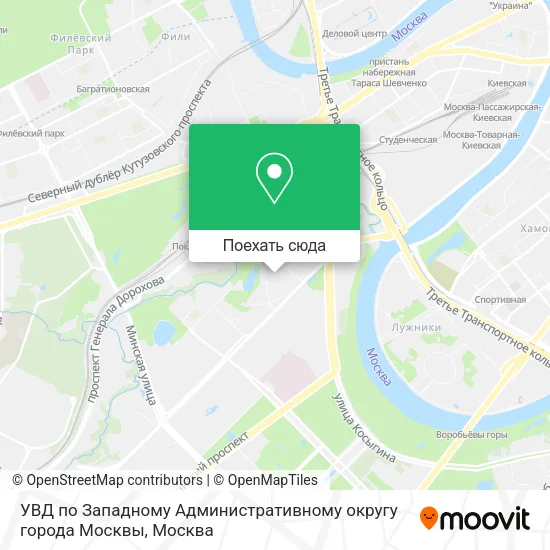 Карта УВД по Западному Административному округу города Москвы