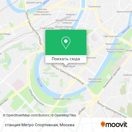 Карта станция Метро Спортивная