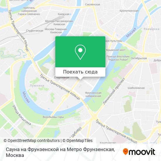 Карта Сауна на Фрунзенской на Метро Фрунзенская