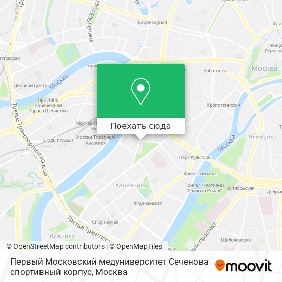 Карта Первый Московский медуниверситет Сеченова спортивный корпус