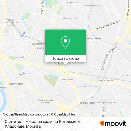 Карта Святителя Николая храм на Рогожском Кладбище