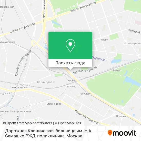 Карта Дорожная Клиническая больница им. Н.А. Семашко РЖД, поликлиника