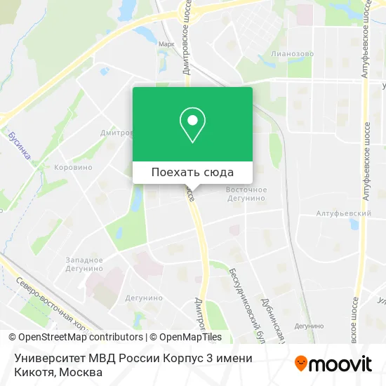 Карта Университет МВД России Корпус 3 имени Кикотя