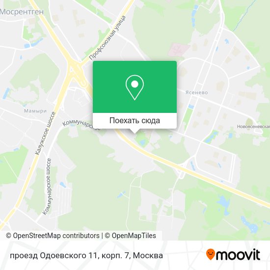 Карта проезд Одоевского 11, корп. 7