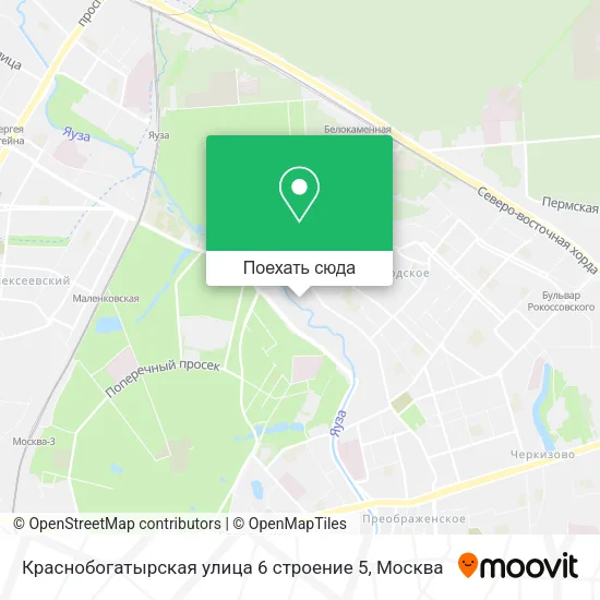 Карта Краснобогатырская улица 6 строение 5