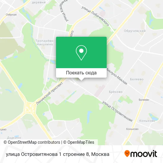 Карта улица Островитянова 1 строение 8