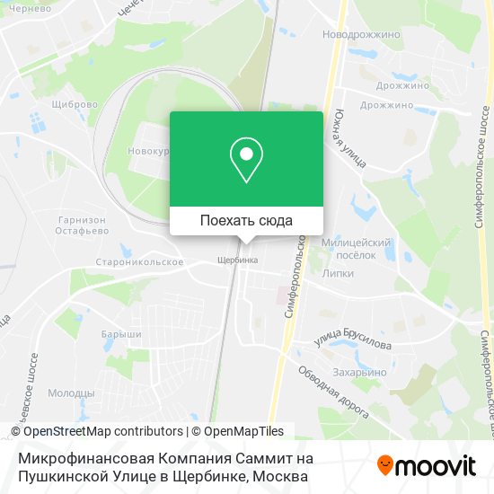 Карта Микрофинансовая Компания Саммит на Пушкинской Улице в Щербинке