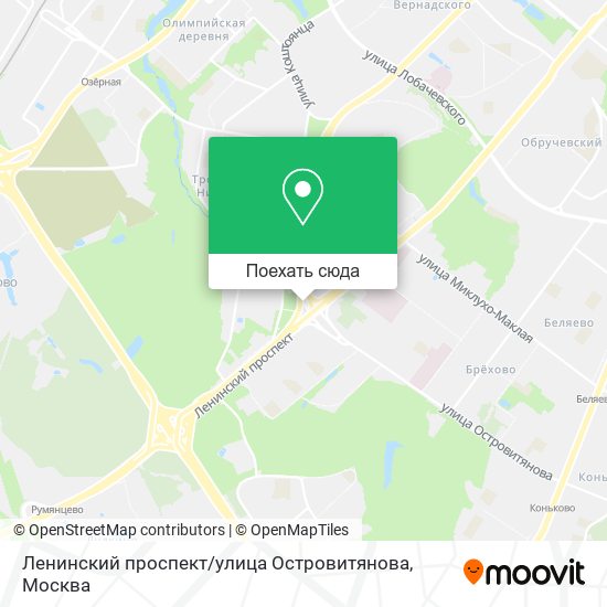 Карта Ленинский проспект / улица Островитянова