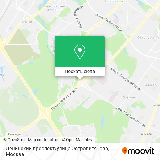 Карта Ленинский проспект / улица Островитянова