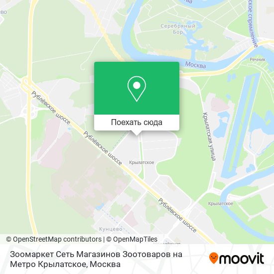 Карта Зоомаркет Сеть Магазинов Зоотоваров на Метро Крылатское