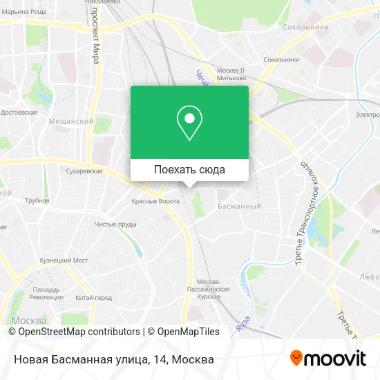 Карта Новая Басманная улица, 14