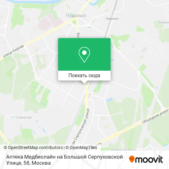 Карта Аптека Медбиолайн на Большой Серпуховской Улице, 58