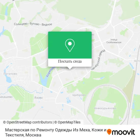 Карта Мастерская по Ремонту Одежды Из Меха, Кожи и Текстиля