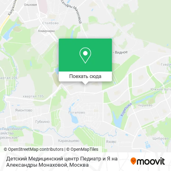 Карта Детский Медицинский центр Педиатр и Я на Александры Монаховой