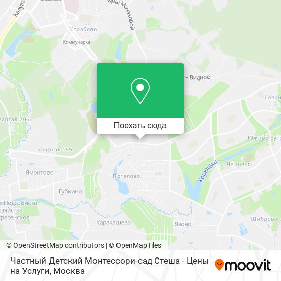 Карта Частный Детский Монтессори-сад Стеша - Цены на Услуги