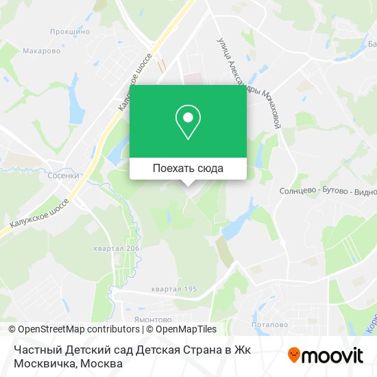 Карта Частный Детский сад Детская Страна в Жк Москвичка