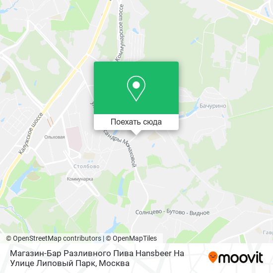 Карта Магазин-Бар Разливного Пива Hansbeer На Улице Липовый Парк