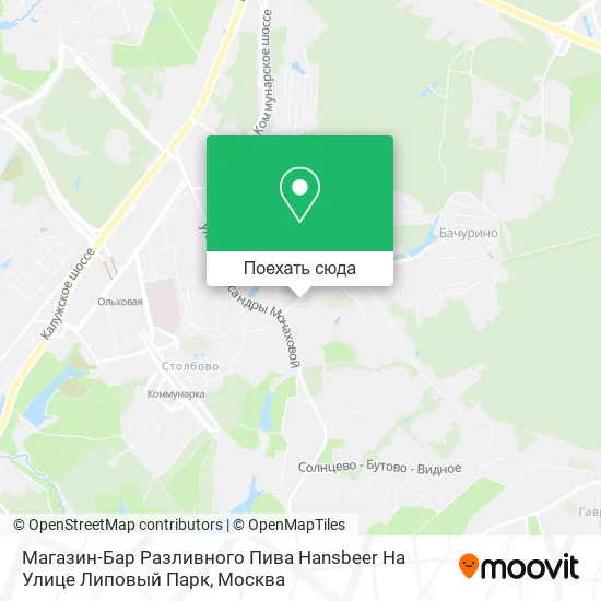 Карта Магазин-Бар Разливного Пива Hansbeer На Улице Липовый Парк