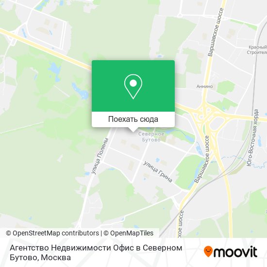 Карта Агентство Недвижимости Офис в Северном Бутово
