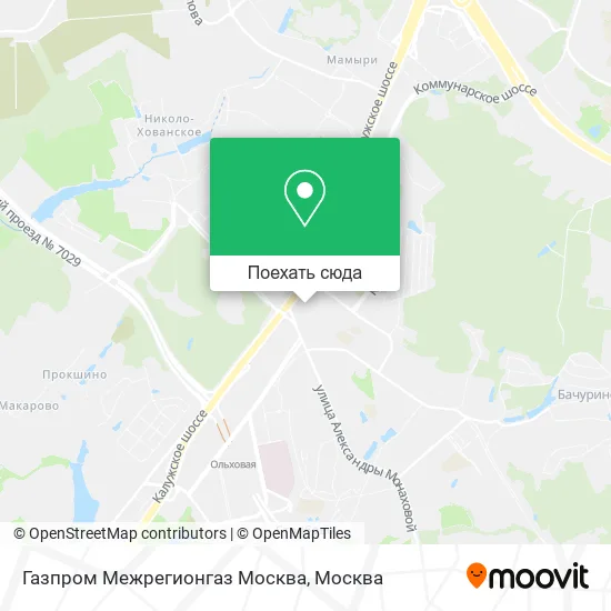 Карта Газпром Межрегионгаз Москва
