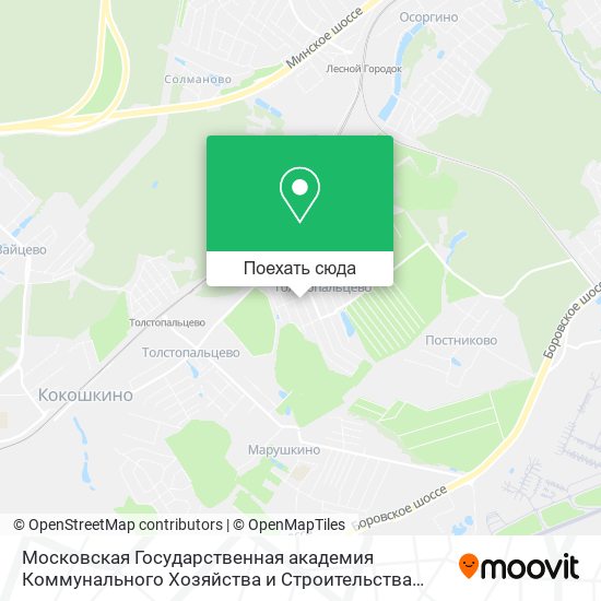 Карта Московская Государственная академия Коммунального Хозяйства и Строительства филиал в Люберцах.