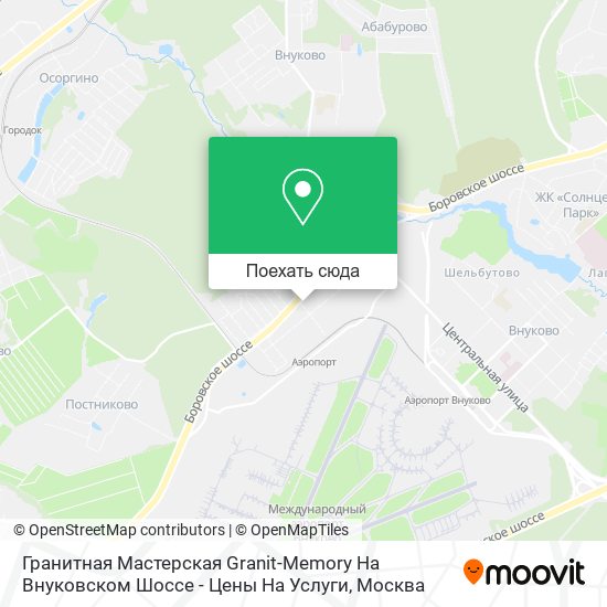 Карта Гранитная Мастерская Granit-Memory На Внуковском Шоссе - Цены На Услуги