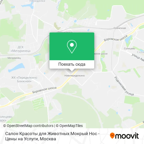 Карта Салон Красоты для Животных Мокрый Нос - Цены на Услуги