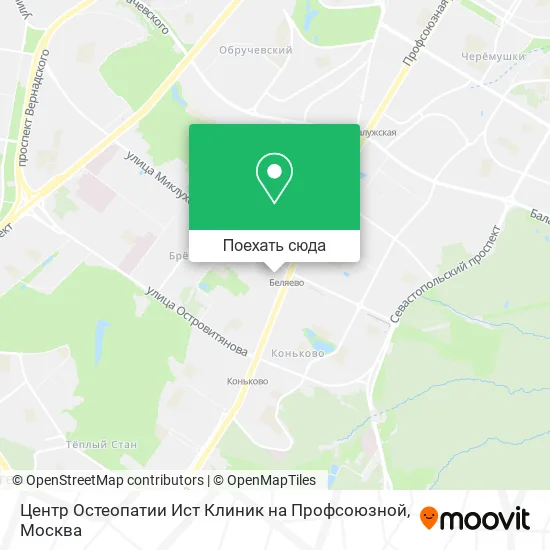 Карта Центр Остеопатии Ист Клиник на Профсоюзной