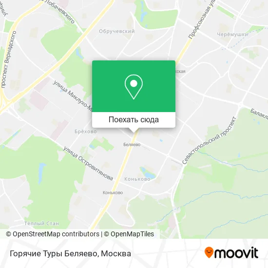 Карта Горячие Туры Беляево