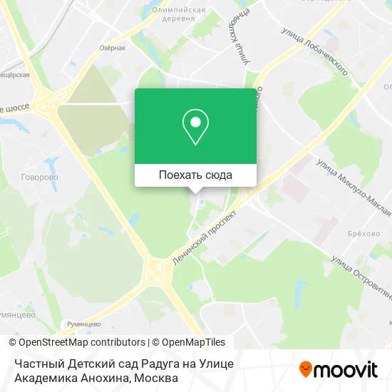 Карта Частный Детский сад Радуга на Улице Академика Анохина