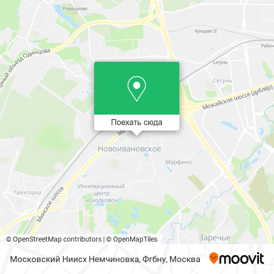 Карта Московский Ниисх Немчиновка, Фгбну
