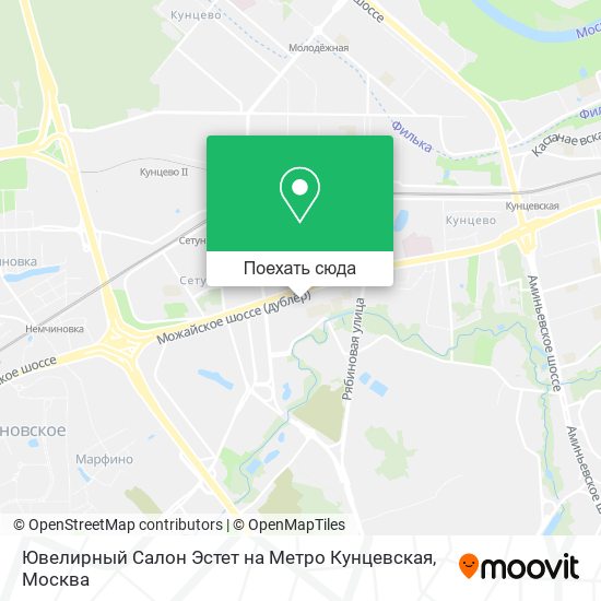 Карта Ювелирный Салон Эстет на Метро Кунцевская