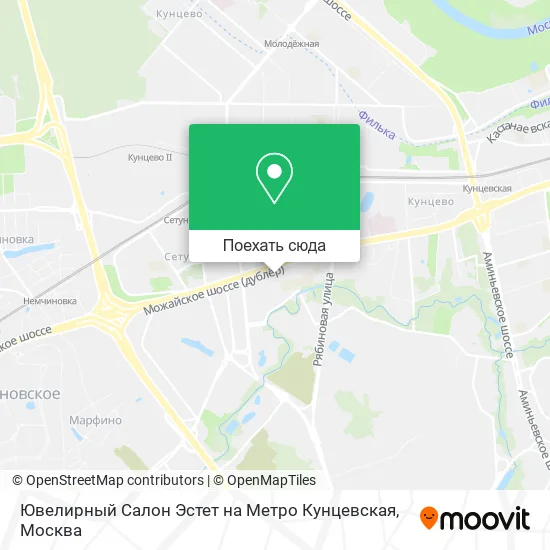 Карта Ювелирный Салон Эстет на Метро Кунцевская